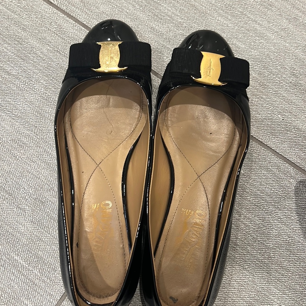 Black Ferragamo flats